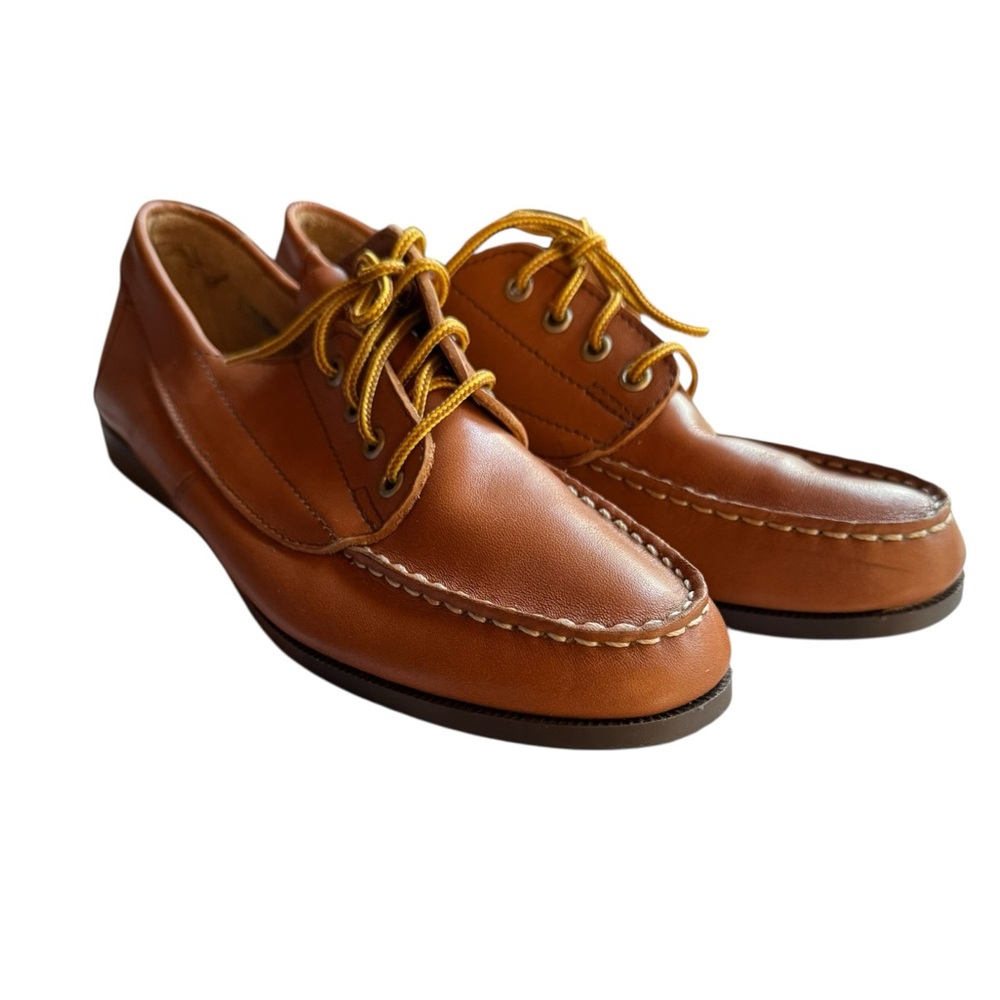 Deadstock 1970s/80s Woodstock, Made in Brazil, Leather Lace Up Boat Shoes